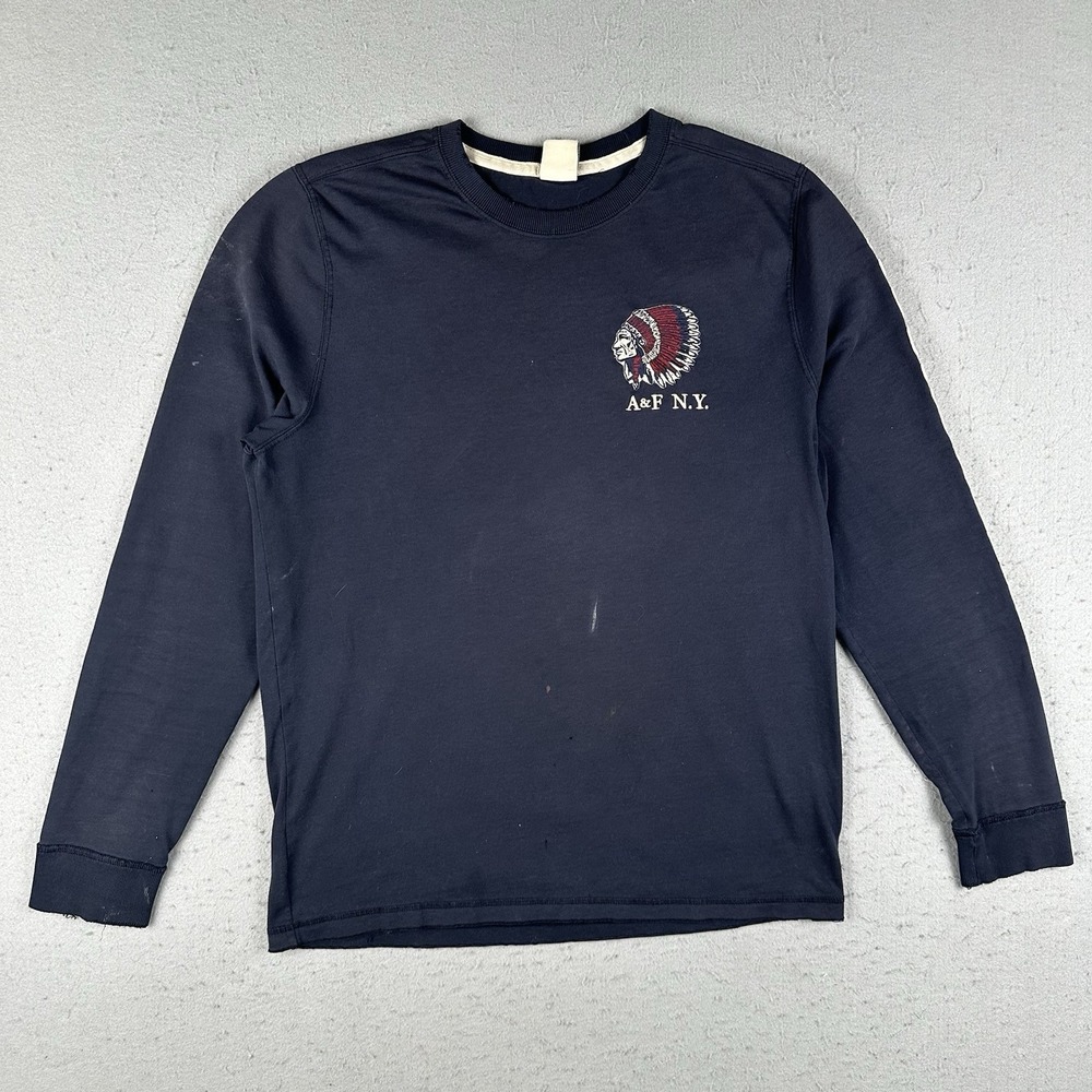 Vtg Y2K Abercrombie Fitch Muscle Long Sleeve Shirt Men's XL Native Embroidered‎